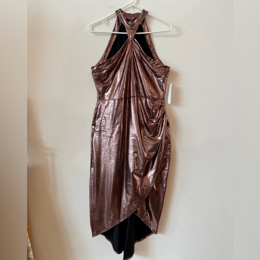 VENUS Metallic Brown Halter Dress